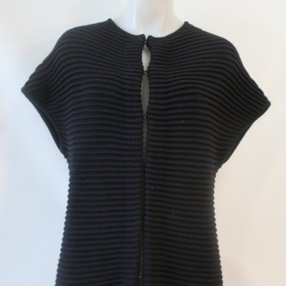 Womens Carolina Herrera Black Pure Wool Thick Knit Ribbed Designer Cardigan S - Picture 6 of 16